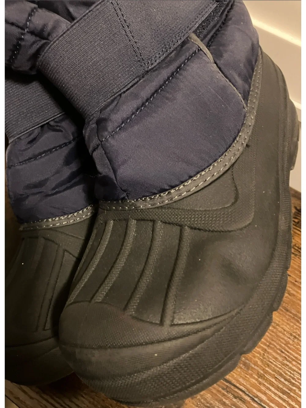 Navy Kids Waterproof Snow Boots with Hook-and-Loop Closure